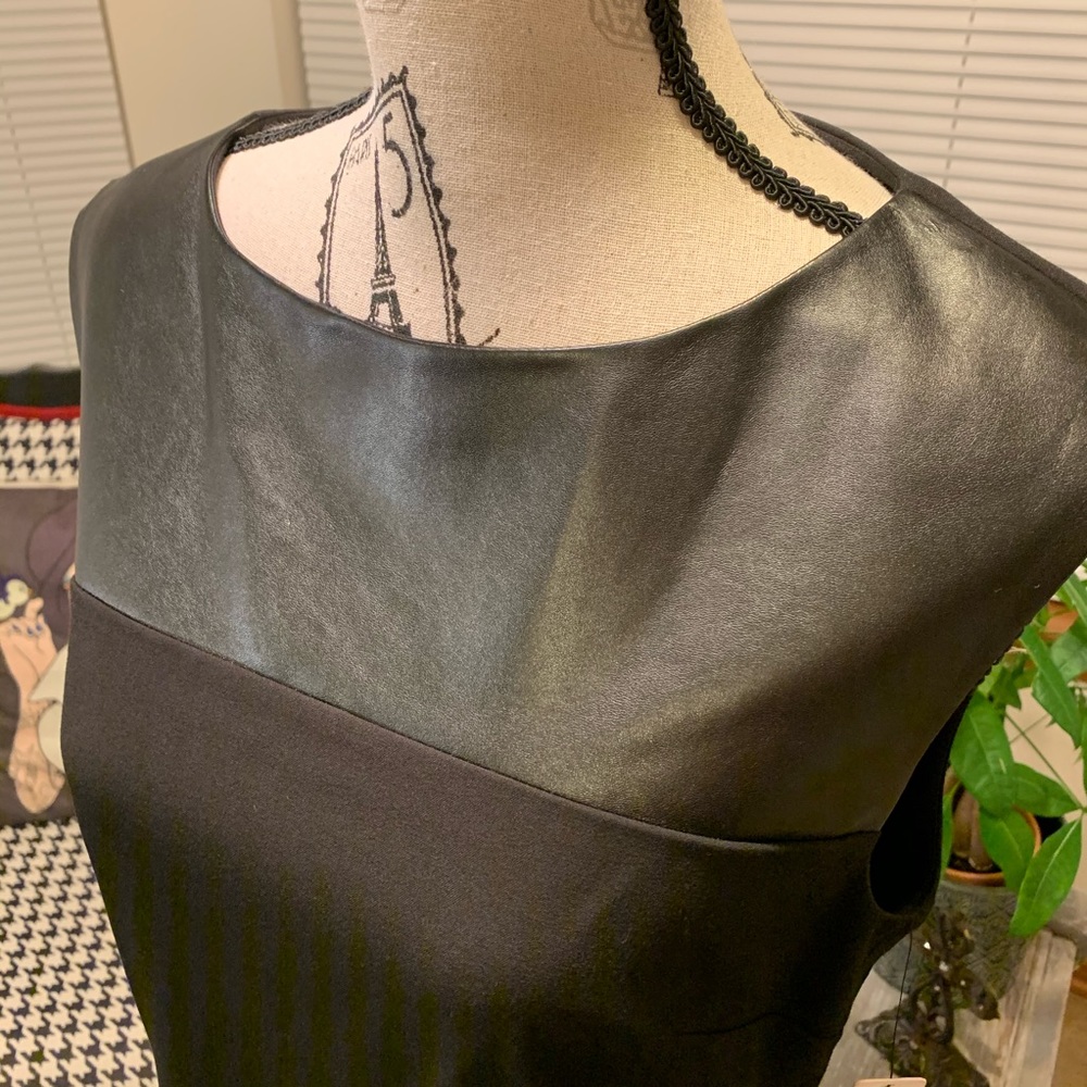 Laundry by Design Black faux leather sleeveless sheath dress Size 8 - Picture 7 of 8